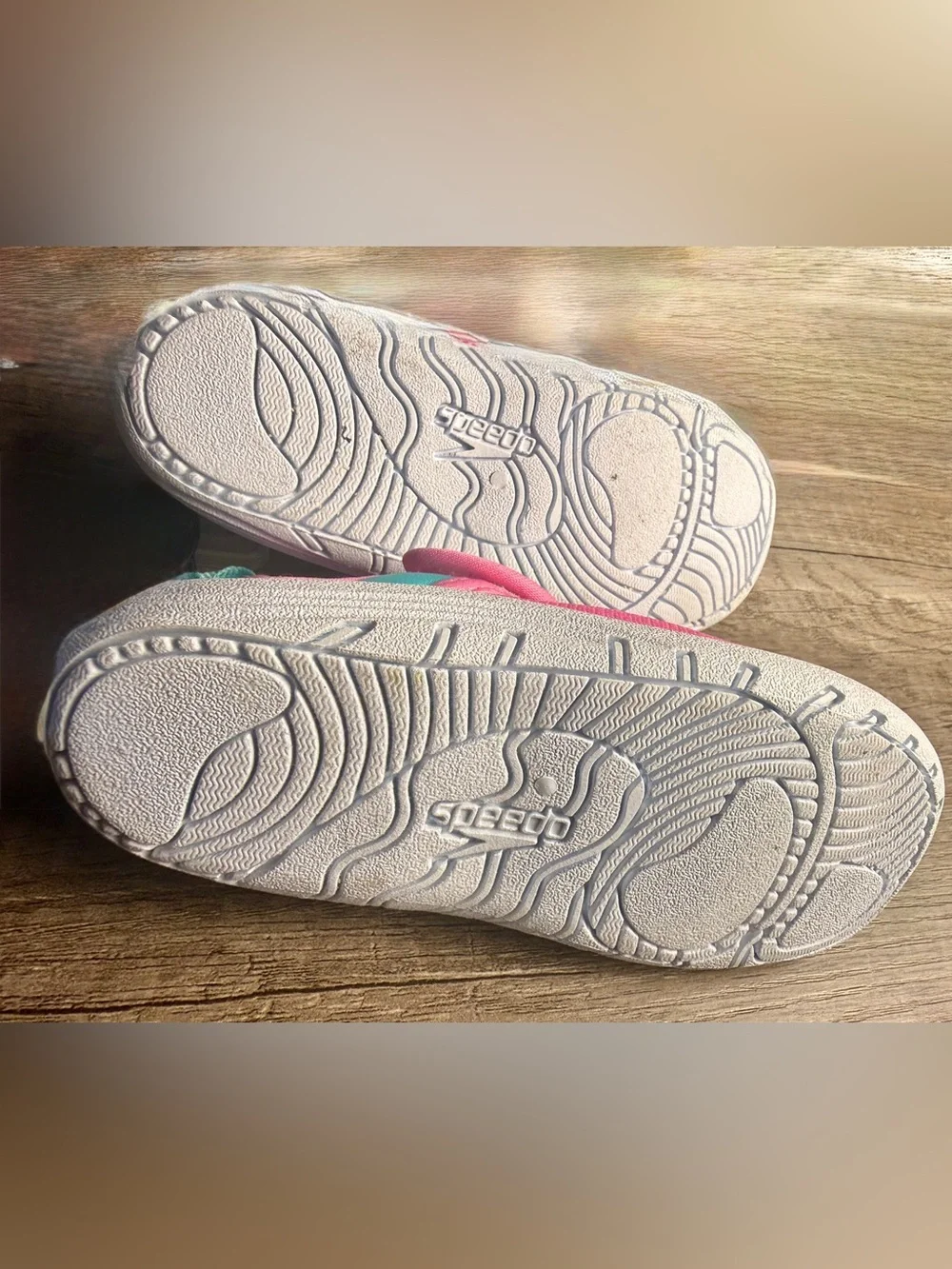Speedo Kids Pink and Teal Water Shoes with Patterned Heel